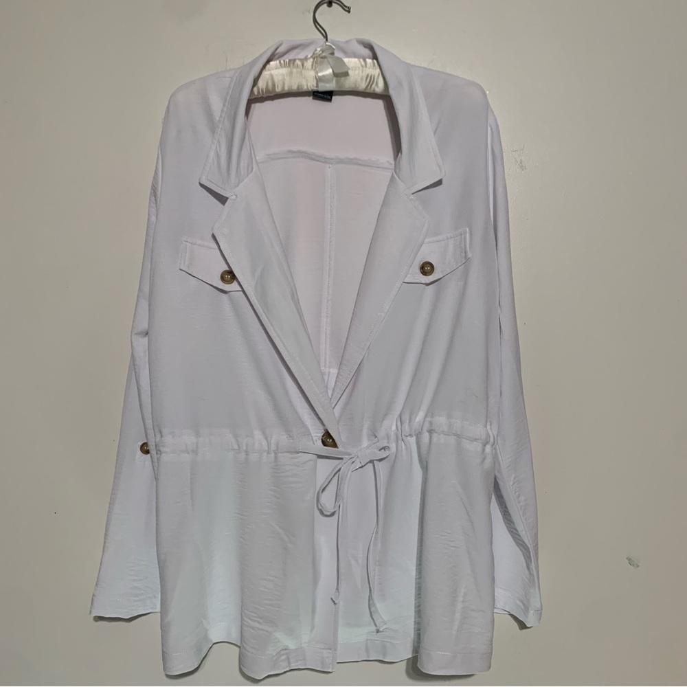 Soho White Women's Blazer with Button Details Large